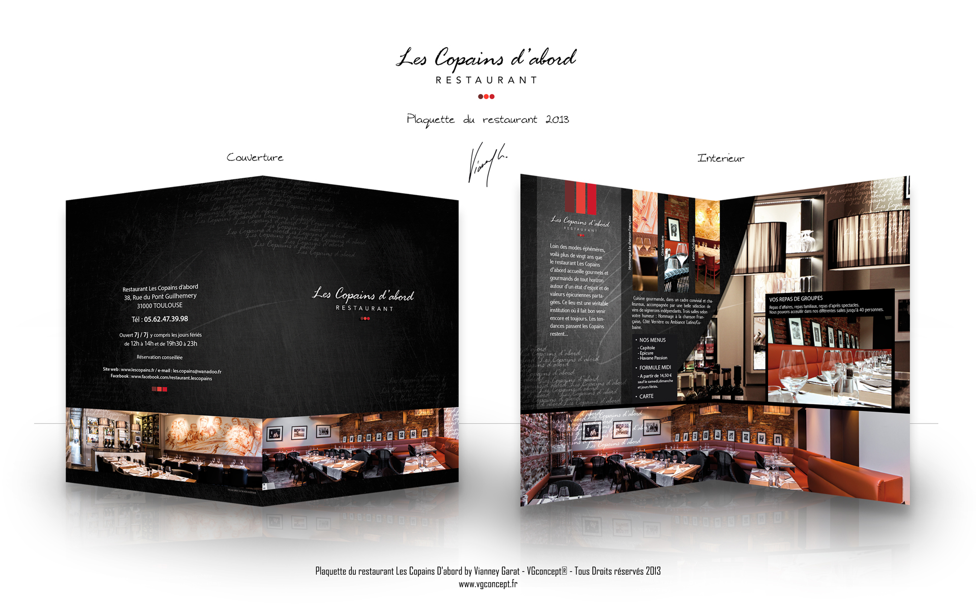 Plaquette du Restaurant "Les Copains D'abord" 2013 VG CONCEPT